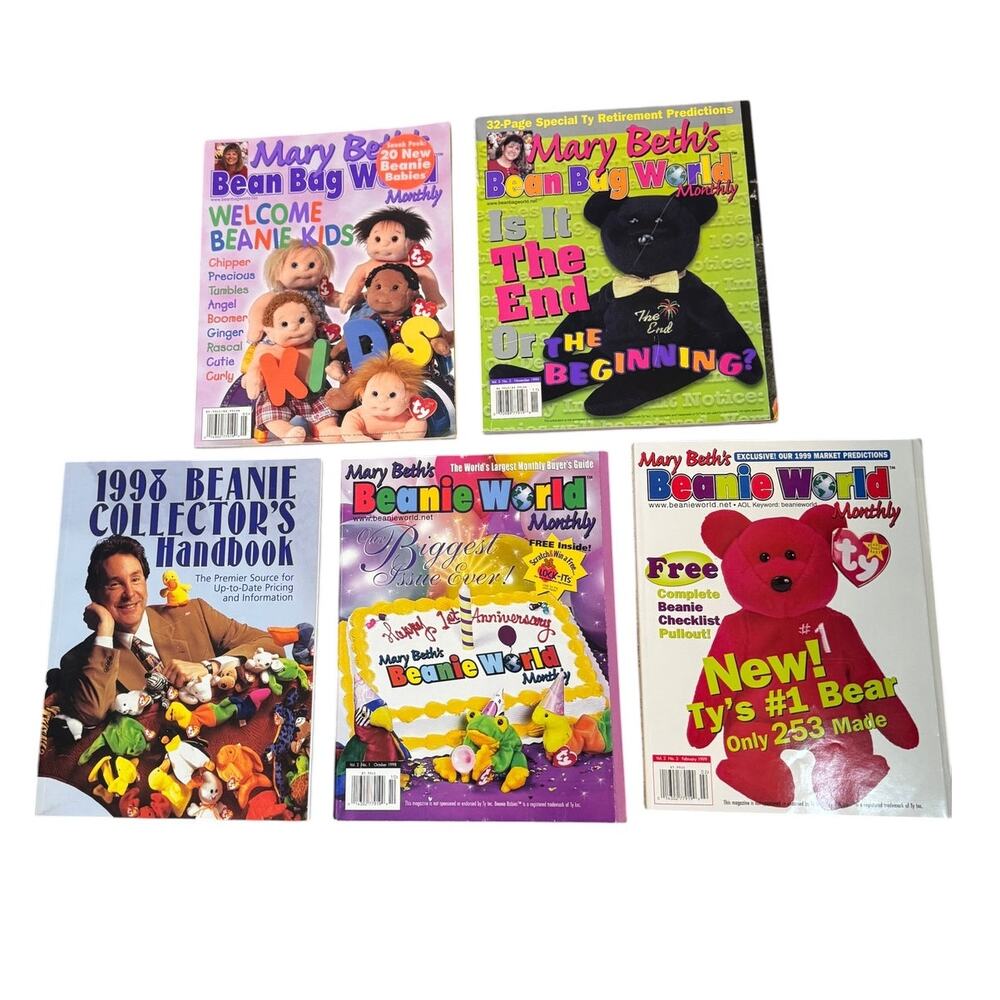 Mary Beth’s Beanie World Beanie Baby Collector Magazines & Handbook Lot of 5